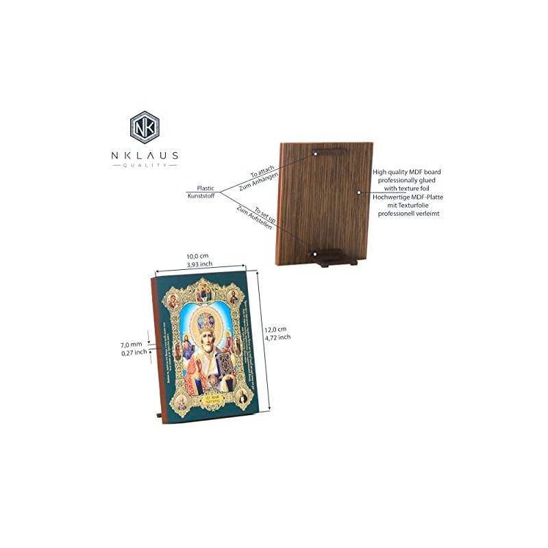 NKlaus Saint Nicholas of Myra Wooden Icon 10 x 12