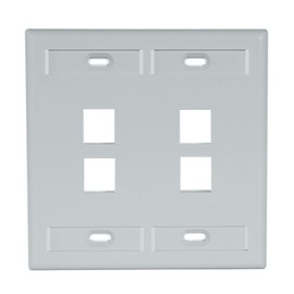 Leviton 42080-4GP 4-Port Dual Gang QuickPort Wallplate with ID Windows, Grey