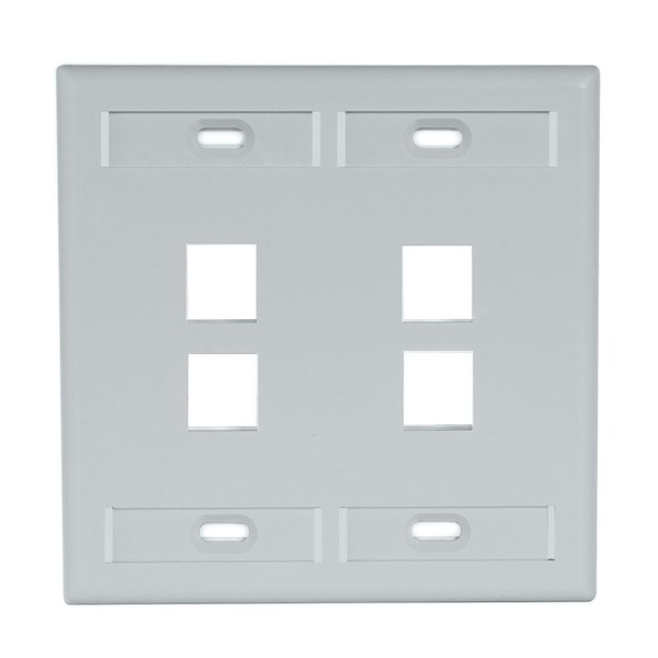 Leviton 42080-4GP 4-Port Dual Gang QuickPort Wallplate with ID Windows,