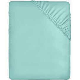 Utopia Bedding Fitted Sheet Double, Spa Blue - Deep Pocket 14 inch (35 cm) - Easy Care - Soft Brushed Microfibre Fabric - Shrinkage and Fade Resistant - Bottom Sheet