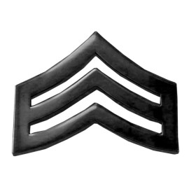 SGT Chevron Black Enamel Finish Regular 1" Wide SUBDUED police sheriff tactical
