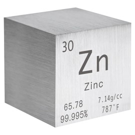 STPCTOU - cubeta de zinc de metal puro de alta densidad con grabado láser para colección de elementos, material de laboratorio, tabla periódica de elementos, colección de bricolaje, profesores, ciencia, regalo creativo (zinc, 1 pulgada)