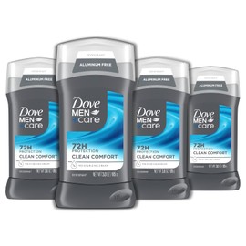 Dove MenCare - Desodorante en barra para hombre, Clean Comfort, 4 unidades, sin aluminio, proteccin contra olores por 72 horas, desodorante para...   