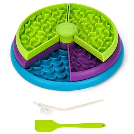 SOLDAY 3-Layer Slow Feeder Dog Bowl with Interactive Puzzle & Non-Slip Base