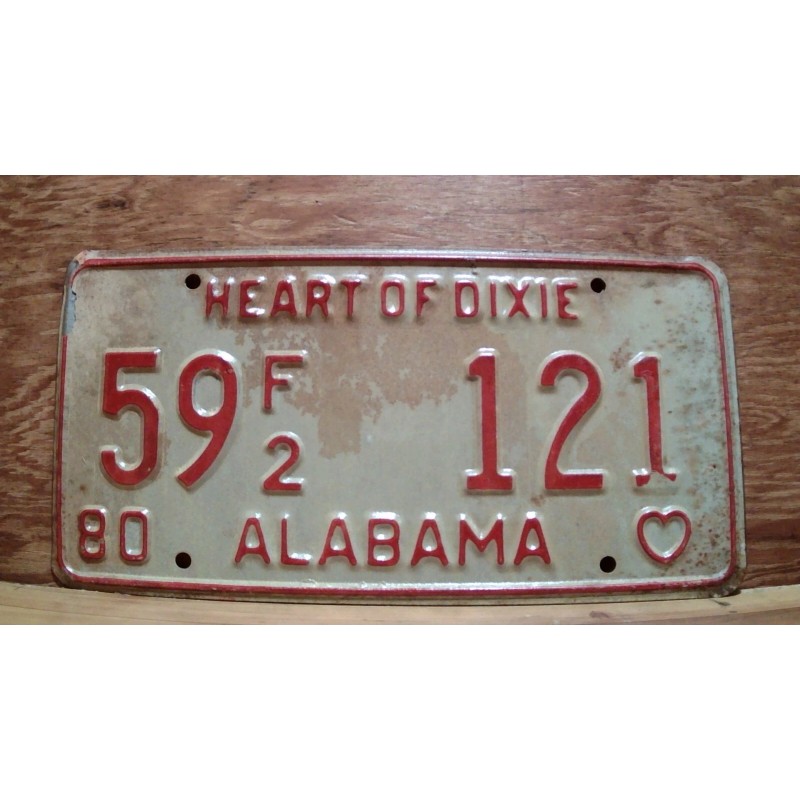 Vintage 1980 ALABAMA License Plate Antique Car Tag