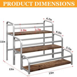 DTUQYX Coffee Syrup Organizer 3-Tier, 12 Bottles Capacity Coffee Syrup Rack, Syrup Stand for Spice, Wine, Liquor, Bottle, Coffee Bar Station Racks Magnetic, No Installation (Dark Wood, Grey)
