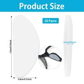 20 Paar Silikon Brillen-Nasenpads,Silikon Nasenpad,D-Shape Silikon-Nasenpads,rutschfeste Brillen-Nasengriffe,Nasenstütze mit Selbstklebender Unterlage,für Sonnenbrillen,Lesebrillen(transparent)