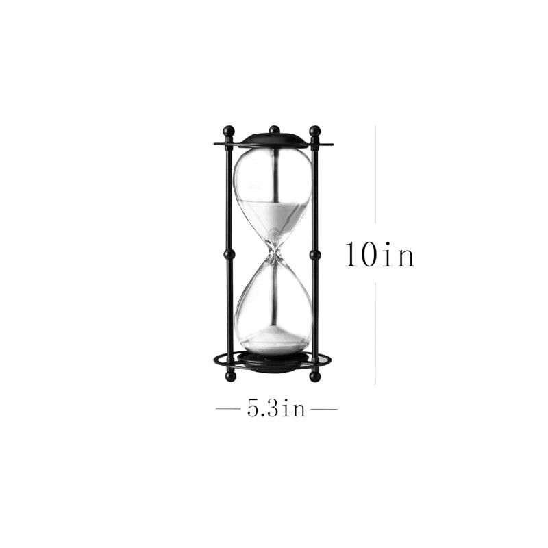 ELAINESTORE Hourglass Timer 30 Minute, Black Metal Frame Decorative Sand
