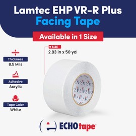 ECHOtape FS-G7739 | All Weather Lamtec EHP VR-R Plus Facing Tape | Metal Building Insulation Tape | White Seam and Repair Tape | Cold Weather Acrylic Adhesive | Contractor Tape | 2.83 in x 50 yds