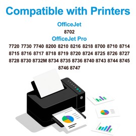 952XL Ink Cartridges Black Color Combo Pack Compatible for HP 952 Ink Cartridges Work with HP 8710 7740 OfficeJet Pro 8720 8725 8210 8715 8702 8740 7720 8730 8216 Black Cyan Magenta Yellow(4 Pack)