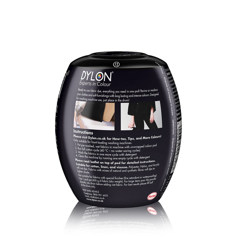 Dylon Washing Machine Fabric Dye Pod Intense Black, 350g