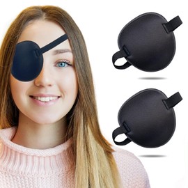 2 parches para ojos, parches para ojos ajustables, parche médico para ojos, parches para ojos perezosos de ambliopía para ojos izquierdo o derecho, color negro