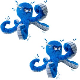 LEGEND SANDY Tough Dog Toys, Stuffed Chew Large Dog Toys to Keep Them Busy, Interactive Squeaky Tug of War Doggie Toy, Crinkle Blue Octopus (Blue Octopus 2p)