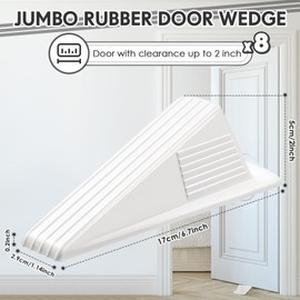 Frienda 8 Pcs Jumbo Door Stoppers Heavy Duty Door Stopper Tall up to 2inch Tall Wedge TPR Large Wedge Stackable Big Rubber Doorstop for Hotel Carpet Hardwood Concrete and Tile (White)
