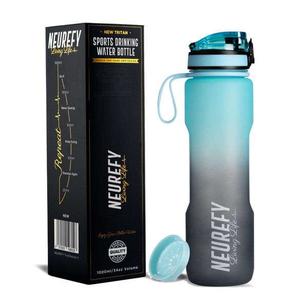 NEUREFY Drinking Bottle 1 Litre Tritan Sky Blue - Leak-Proof,