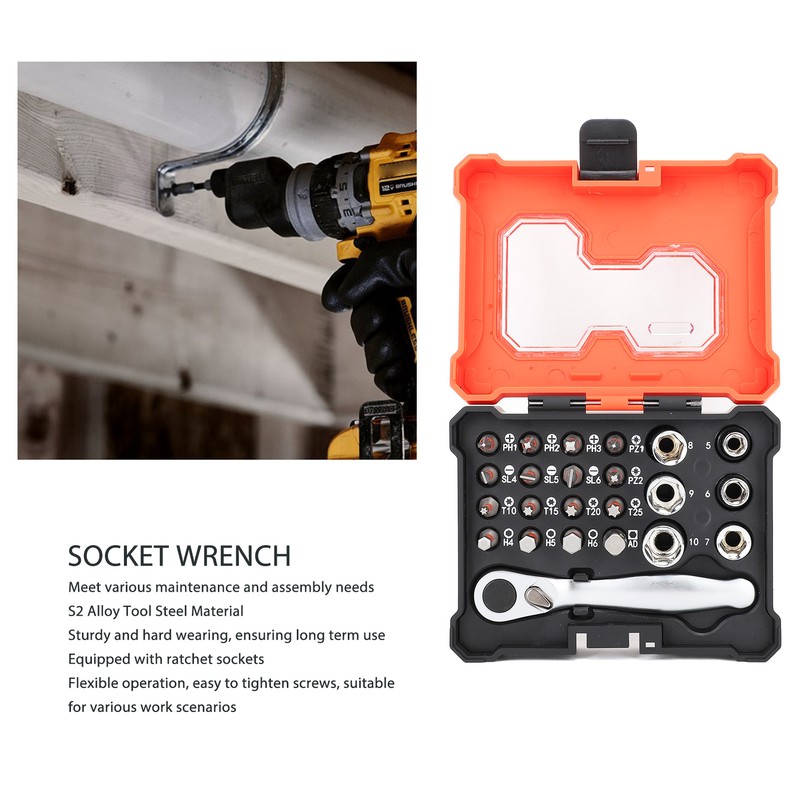 23 Pcs Socket Wrench Set Multi Functional 1/4 Inch Drive