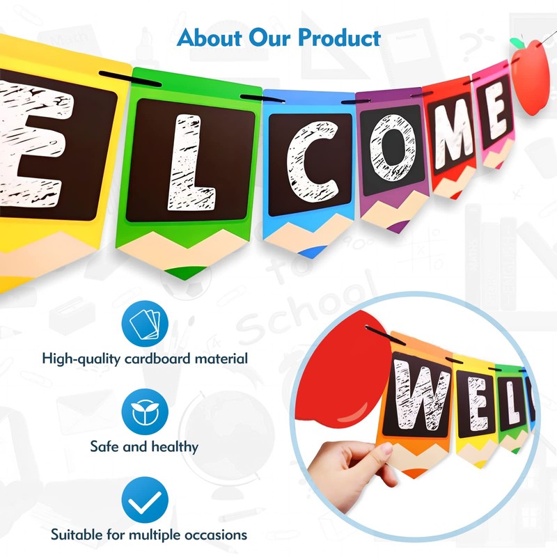 2Pcs Welcome Banner Classroom Banner Decorations, Back To School Decorations