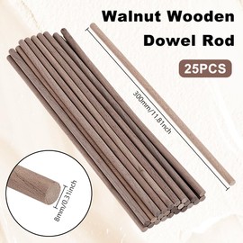 AHANDMAKER Pack of 25 Dowel Rods Wooden Sticks 5/16 x 11.8 Inch Walnut Wooden Dowel Rods Wooden Dowels for Crafts Wooden Sticks for Braiding Tapestries Material for Woodworking Models