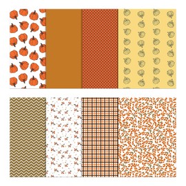 Soimoi 8 Pc Fat Quarter Bundle, Autumn Fall Theme Print 18"x 22" DIY Patchwork- 100% Cotton Pre-Cut Quilting Fabric Orange, Brown, Yellow