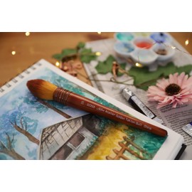 Silver Brush Limited 5225S-160 Silver Atelier Golden Taklon Quill Round Brush, Size 160, Short Handle