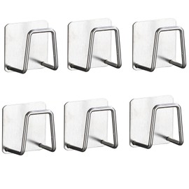 YIKANGHENG Sponge Drain Rack, 6 Pcs 2 Inch x 2 Inch Stainless Steel Self-Adhesive Hooks for Kitchen, Washbasin and Bathroom (6)