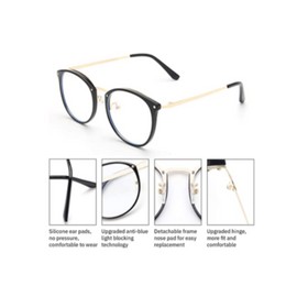 Looking Forward Black Frame Round Blue Light Blocking Glasses Computer Eyewear