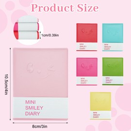 QUMENEY 12PCS Mini Smiley Notebook Portable Pocket Notebook Diary Small Memo Pads Candy Colors Travel Notepads with PU Leather Case 4 x 3inch, 100 Pages (6 Colors)