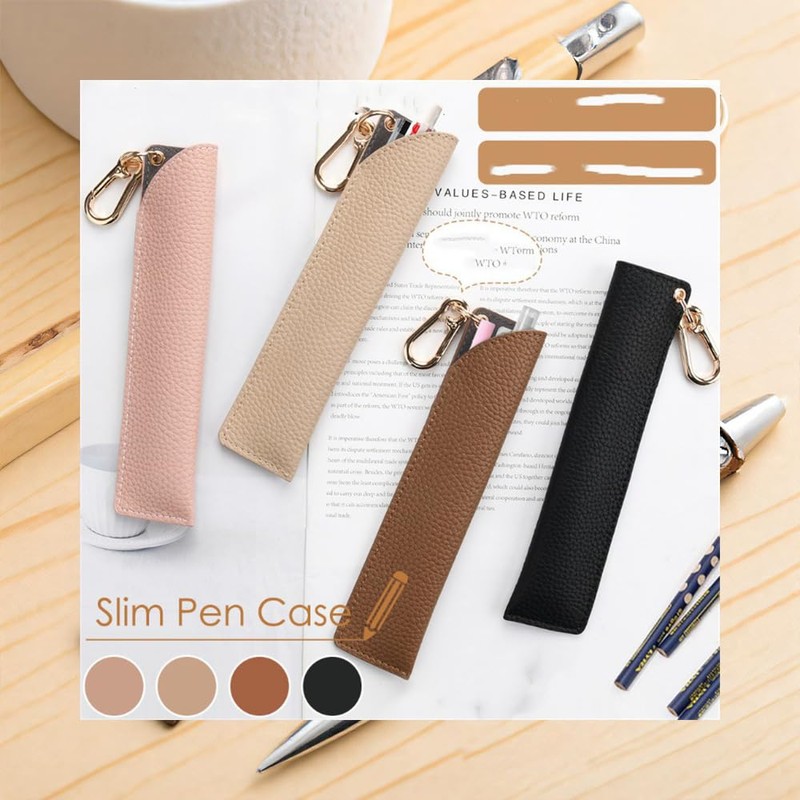 Pen Case, Cowhide Leather, Pen Holder, Pen Holder, Slim, Simple,