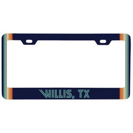 Willis Texas Car Metal License Plate Frame Retro Design