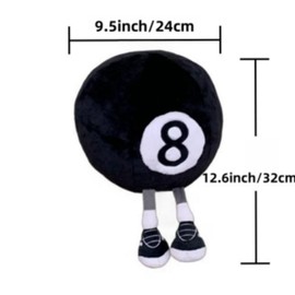Xshelley 32 cm Billiard 8 Ball Plush Toy Cushion 3D Black 8 Billiard Ball Throw Cushion Black Circle Cushion Plush Filled Billiard Decoration Gifts for Birthday