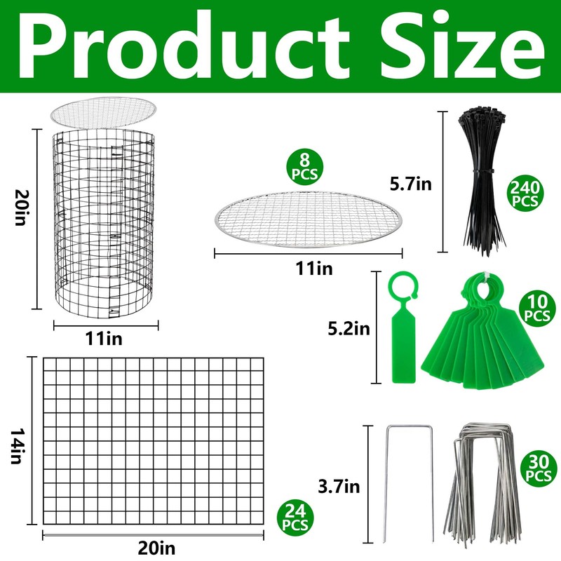 Adnee 8 Pack Wire Plant Protector with Cover-20" x 11"