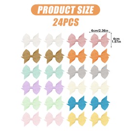 24PCS 2inch Baby Hair Clips with Bows, 12 Colors in Pairs, Fully Lined Alligator Clips & Bobby Pins, Cute Handmade Hair Accessories for Baby Girls, Infants & Toddlers