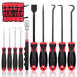 Swpeet 9Pcs Long Hook Set with Magnetic Telescoping Tool Kit, Precision Scraper Gasket Scraping Hose Removal Puller Hook Perfect for Automotive and Electronic Tools