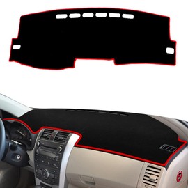 Rifoda Dash Board Cover Fit for 2007-2013 Toyota Corolla Dashboard Cover Mat Non-Slip Pad Carpet Sunshield Protector Sunshade Cover pad(Red Edge)