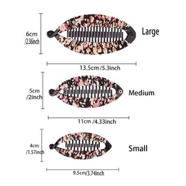 6 PCS Bohemia Style Wrapped Cloth Banana Hair Clips Rounded Edges Hair Comb Claws Hair Comb Fish Shape Grips Clamp Hair Accessories for Women (Small-3.74 Inch)