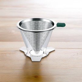 cnuben V60 Coffee Dripper [V60 Structure Design] Snap Type Stainless Steel Filter, Double Layer, Paperless Filter, For 1-2 Cups