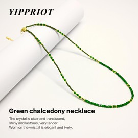 Yippriot Retro-style colorful natural stone necklace,Chrysoprase, handmade, stackable to wear, designed specifically for women.