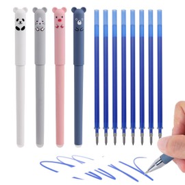 RIANCY 0.5mm Erasable Gel Pens,12 Pack Cute Cartoon Animal Rollerball Gel Ink Pens Refillable Pens for Adult Writing Calligraphy Note Taking (Refill Blue)