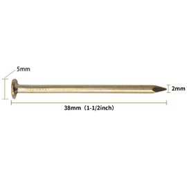 240pcs Gold Hardware Nails, 1-1/2” × 14 Ga Brass Plated Wood Nails, Nails for Hanging Wall Decor, Finishing Nails, Picture Hanging Nails, Wall Nails, Roofing Nails
