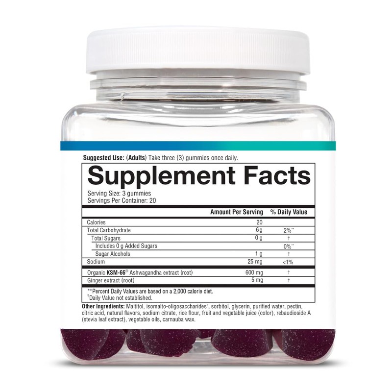 Youtheory Ashwagandha Gummies - with Organic KSM-66 Ashwagandha - Herbal