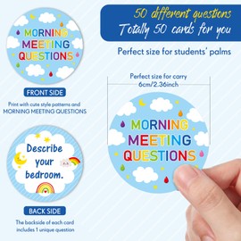 Outus 50 Morning Meeting Chips Questions Cards for Students, Classroom Questions Ideas Cards Conversation Starter for Classroom Activity Improve Communication Listening Skill(Cloud)
