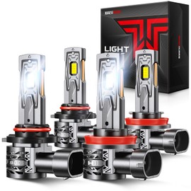 Torchbeam 2025 1000% Super Brighter 9005 H11 Bulb Combo, HB3 H8 Fog Lights Bulb 120000LM with 25000RPM Fan, 1:1 Size, 80000+ Hours, 3 Min Plug and Play, Pack of 4