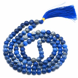Amazing Gemstone Lapis Lazuli Buddhist Prayer Beads Japa Mala with 108 Meditation Beads (Without Knots)