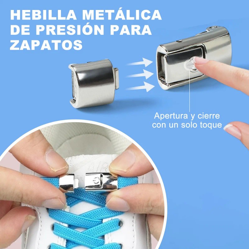 6 Pares Agujetas Sin Nudo Elásticas Hebilla Metal Parazapato