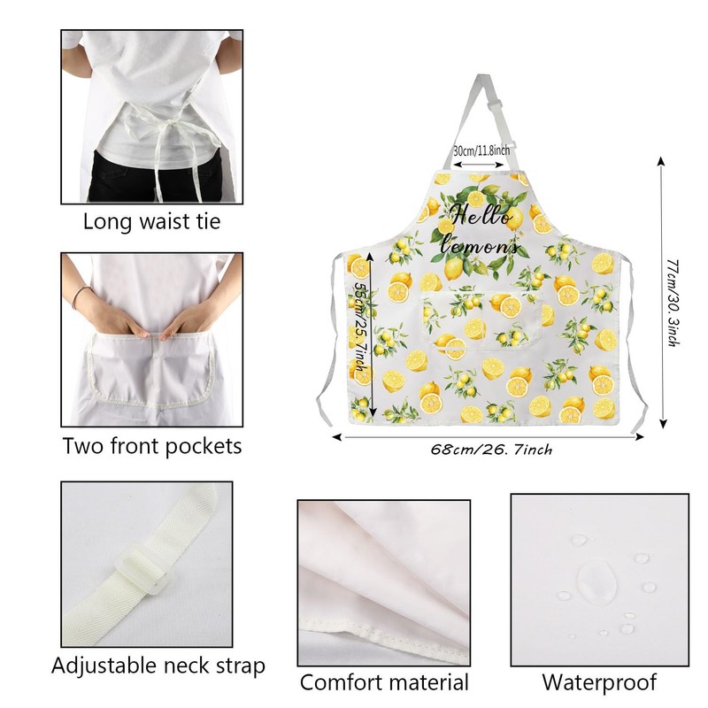 Hello Lemons Kitchen Apron Lemon Fans Gift Fruits Lover Gift