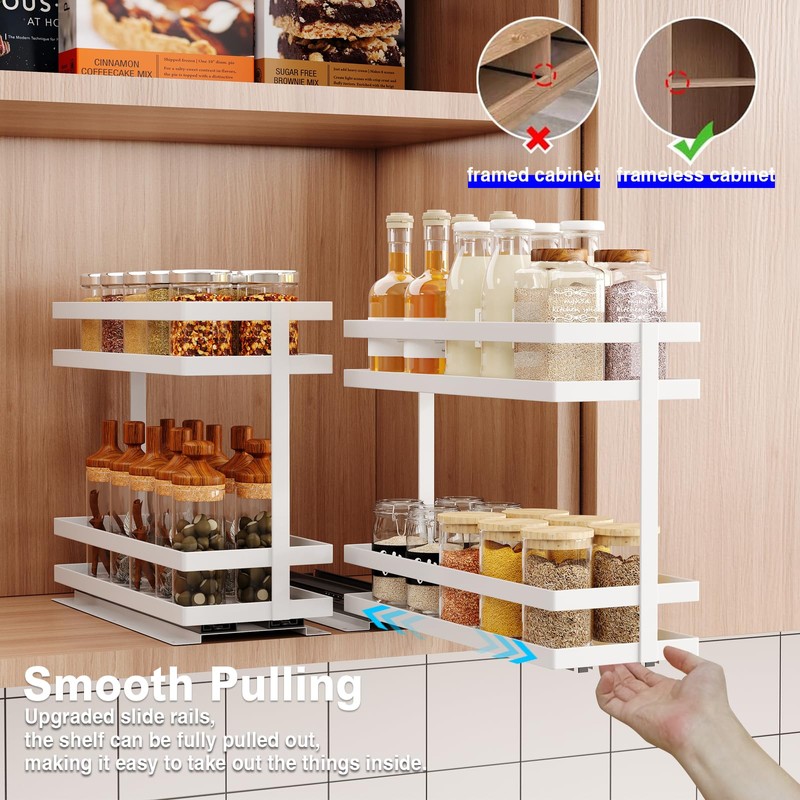 Mustorn 2 Pack Pull Out Spice Rack Organizer for Cabinet,