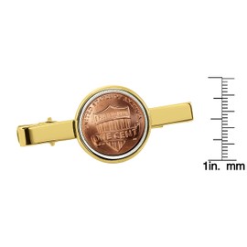 American Coin Treasures Lincoln Union Shield Penny Goldtone Coin Tie Clip