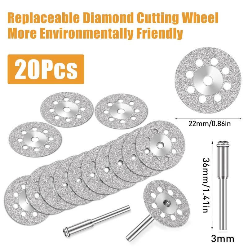 20Pcs 545 Diamond Cutting Wheel Cut Off Discs for Dremel