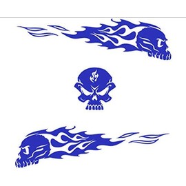 Wild Dingos LLC G0005 - Flame Ghost Skull Decal Kit Golf Cart, ATV, RC Truck, UTV, Motorcycle, Helmet (Blue)