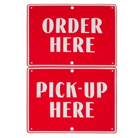 Order Here Pick Up Here Aluminum Sign Set | Coffee Bar, Food Truck, Ice Cream Shop, Store Display and Decor Signs. Aluminum Signs, 11" x 8.3"